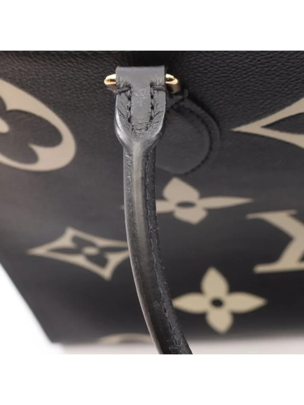 Louis Vuitton Tote On The Go GM Bicolor 2-Way Black Beige Leather